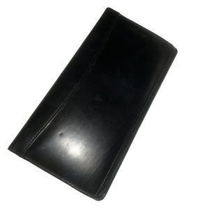 Wilsons Leather Goods Black Continental checkbook-size bi fold travel wa…